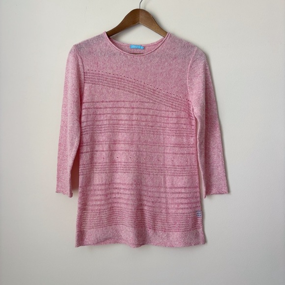 J. McLaughlin Open Knit Sweater Small Pink Linen Blend Pullover - Picture 8 of 8